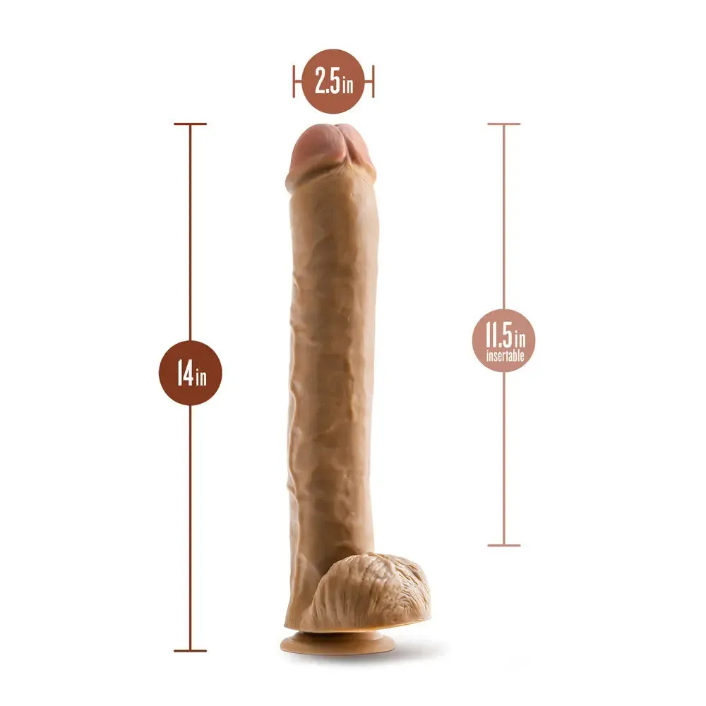 14-inch Blush Novelties Flesh Brown Realistic Dildo with Balls