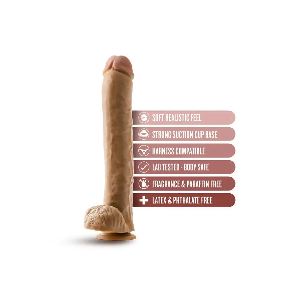 14-inch Blush Novelties Flesh Brown Realistic Dildo with Balls