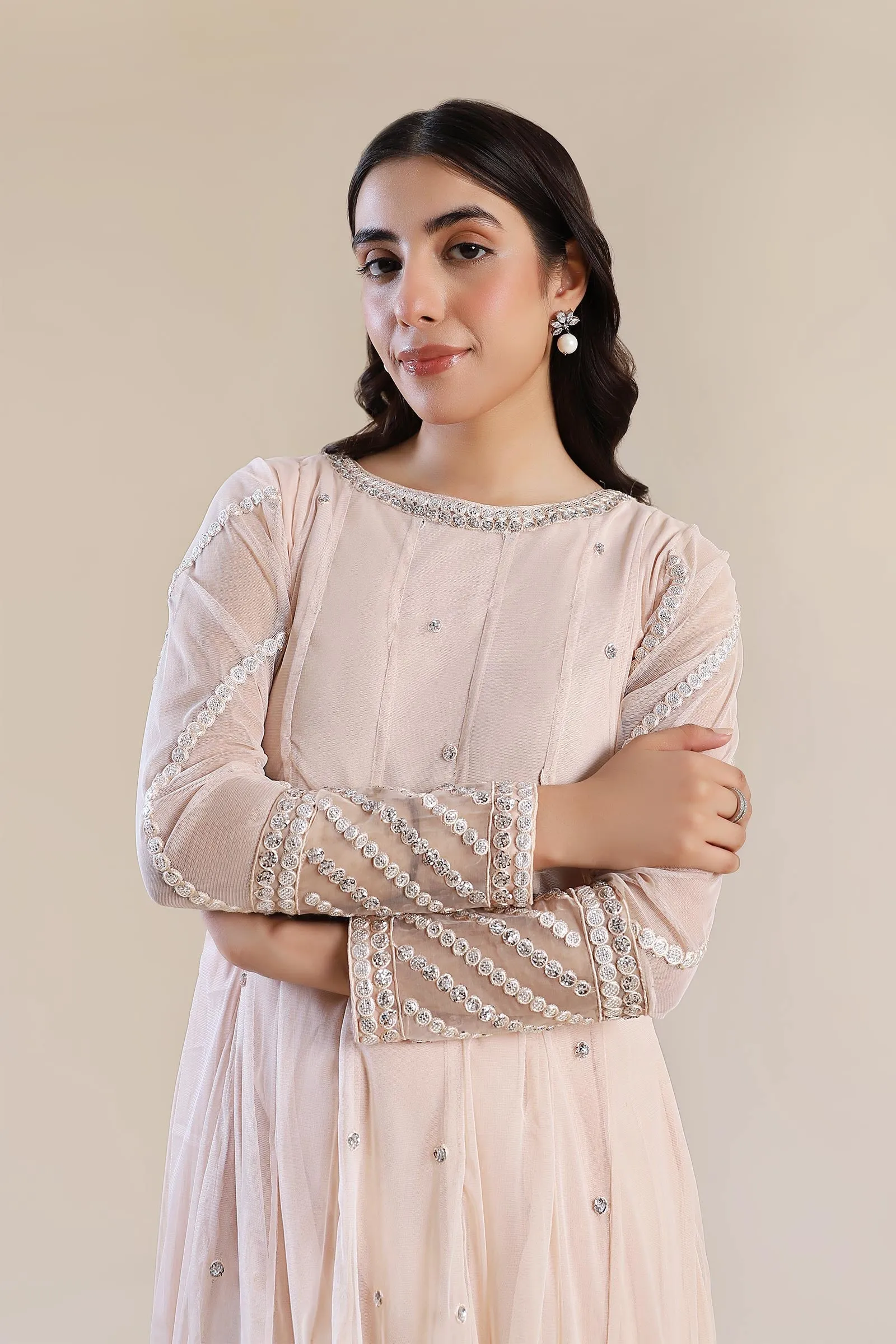 3 Piece Embroidered Poly Net Suit | MB-F24-603