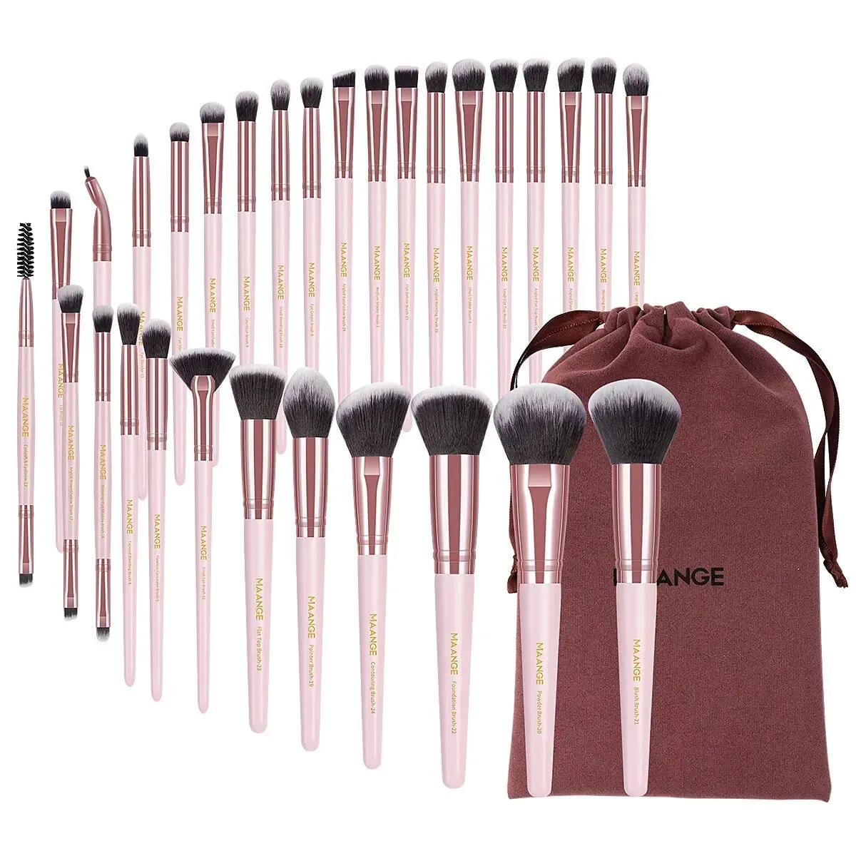 30pcs Professional Makeup Brush Set with Bag for Flawless Application