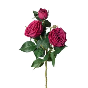 Artificial Silk Sara Rose Flower Spray - Burgundy