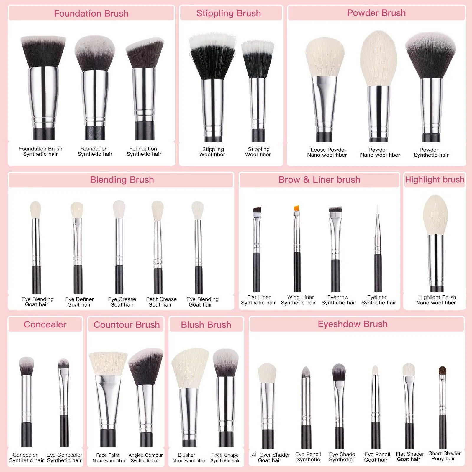 BEILI 30Pcs Professional Makeup Brush Set B30T With Holder/B30