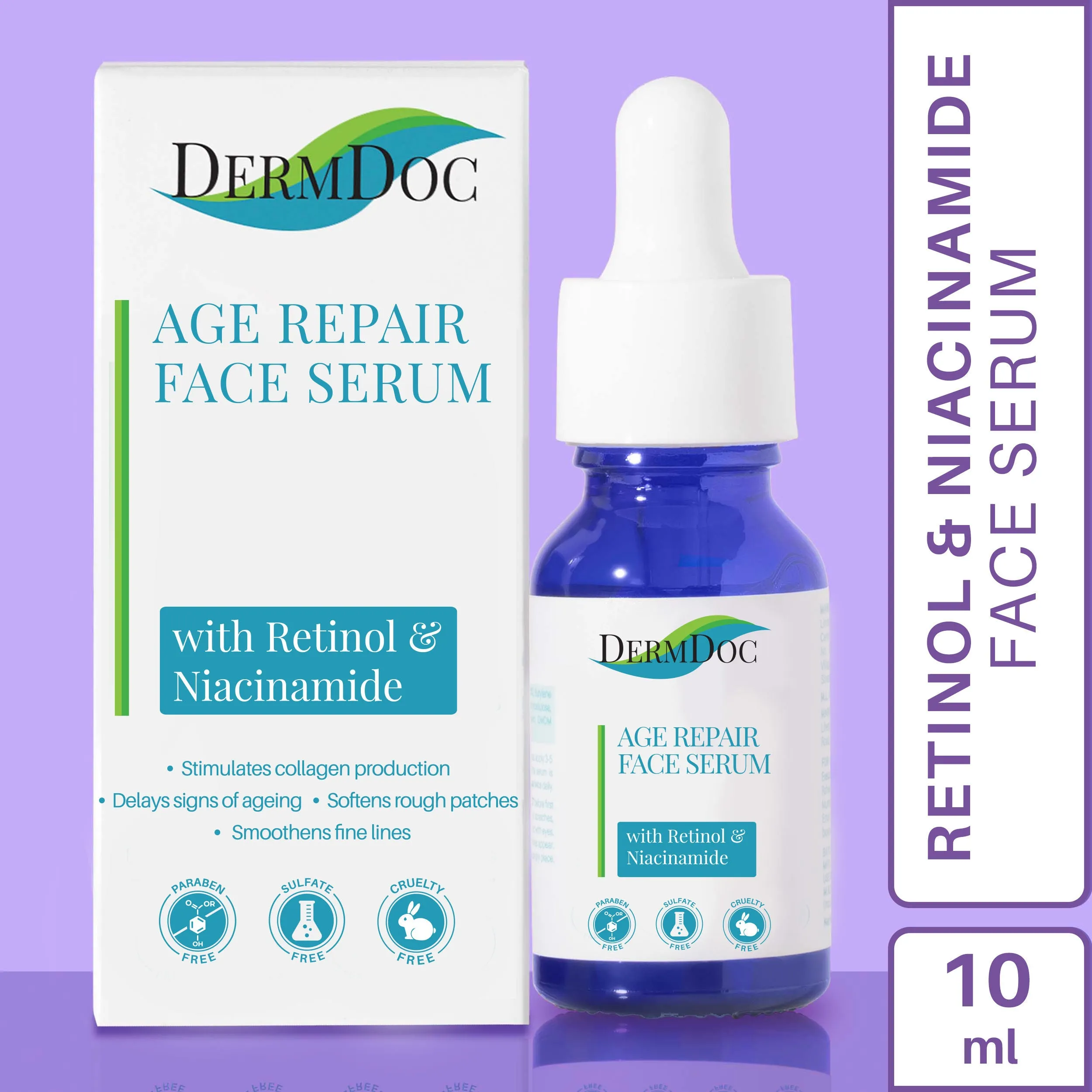 DermDoc Age Repair Face Serum with Retinol & Niacinamide (10 ml) | retinol serum | face serum for all skin type | anti aging serum | night face serum | anti ageing face serum