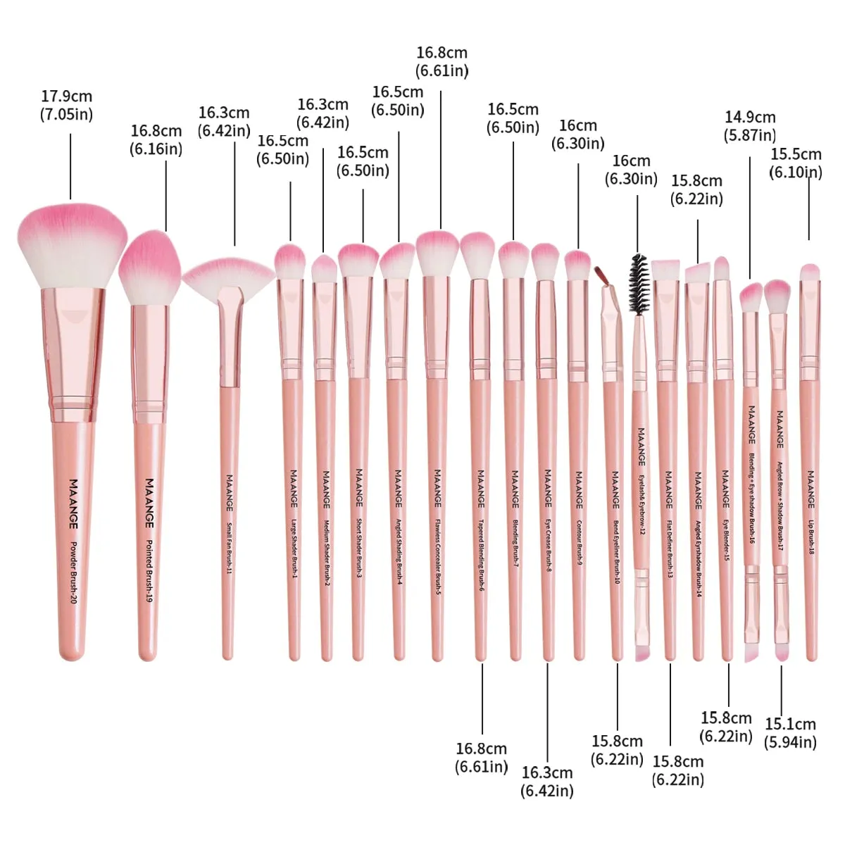 MAANGE 27pcs Makeup Tools Kit with 20pcs Brush Set and Puff