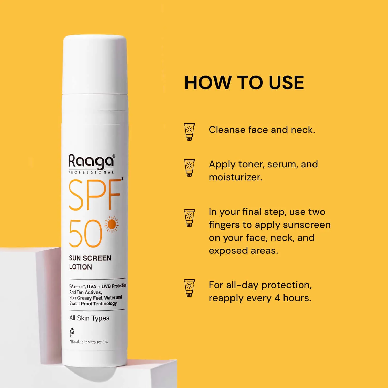 Raaga Professional SPF 50 Sunscreen Lotion | PA    , UVA   UVB Protection, Anti Tan Activities, Non-Greasy Feel, Water and Sweat Proof Technology (55 ml)