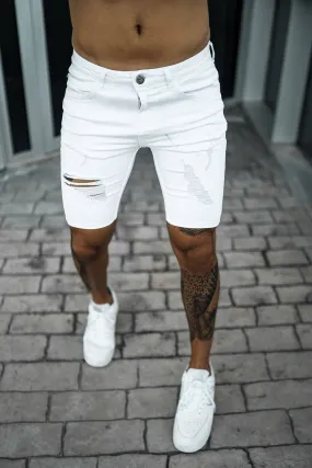 Rip & Repair Denim Shorts - White